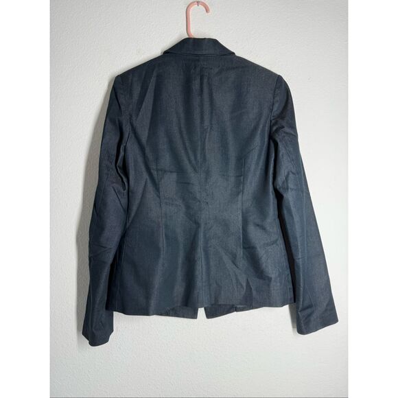 Mossimo Women's Denim Effect 1 Button Cotton Blend Blazer Sz 6 Graphite Blue - Picture 4 of 9